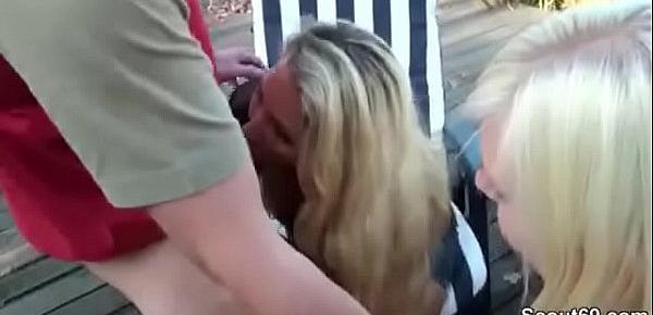  Mother and StepDaughter Seduce Gardener to Fuck in Threesome